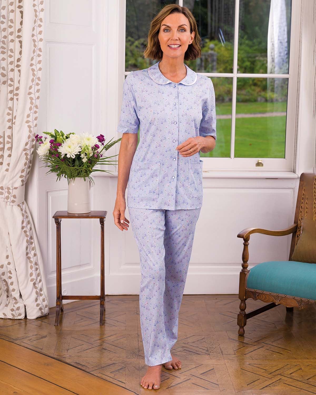 Ladies pyjamas best sale button front